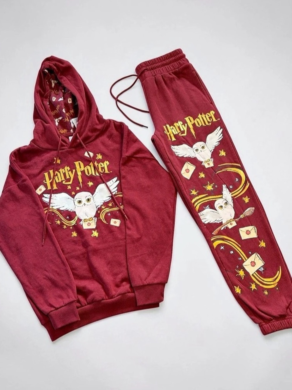Harry Potter Hedwig Hoodie and Jogger Lounge Set in Red
